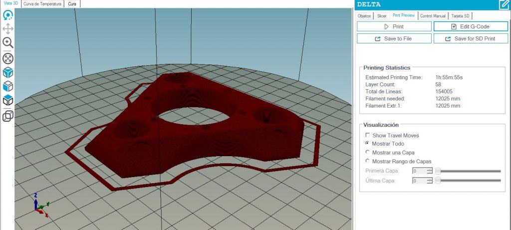 Loncheado con slicer CuraEngine