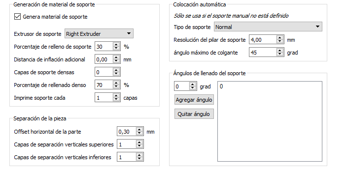 configuracion Simplify 3D soportes