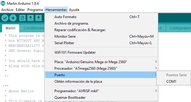 Marlin - Arduino Puerto