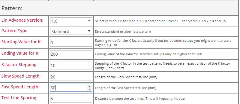 Linear Advance Pattern