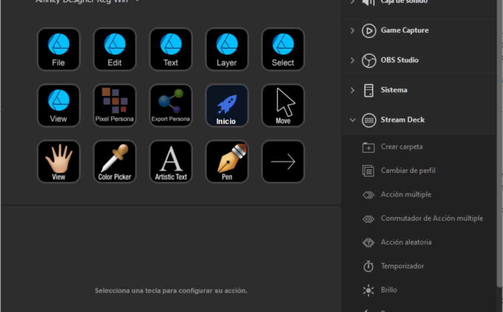 Stream DEck y Affinity Designer