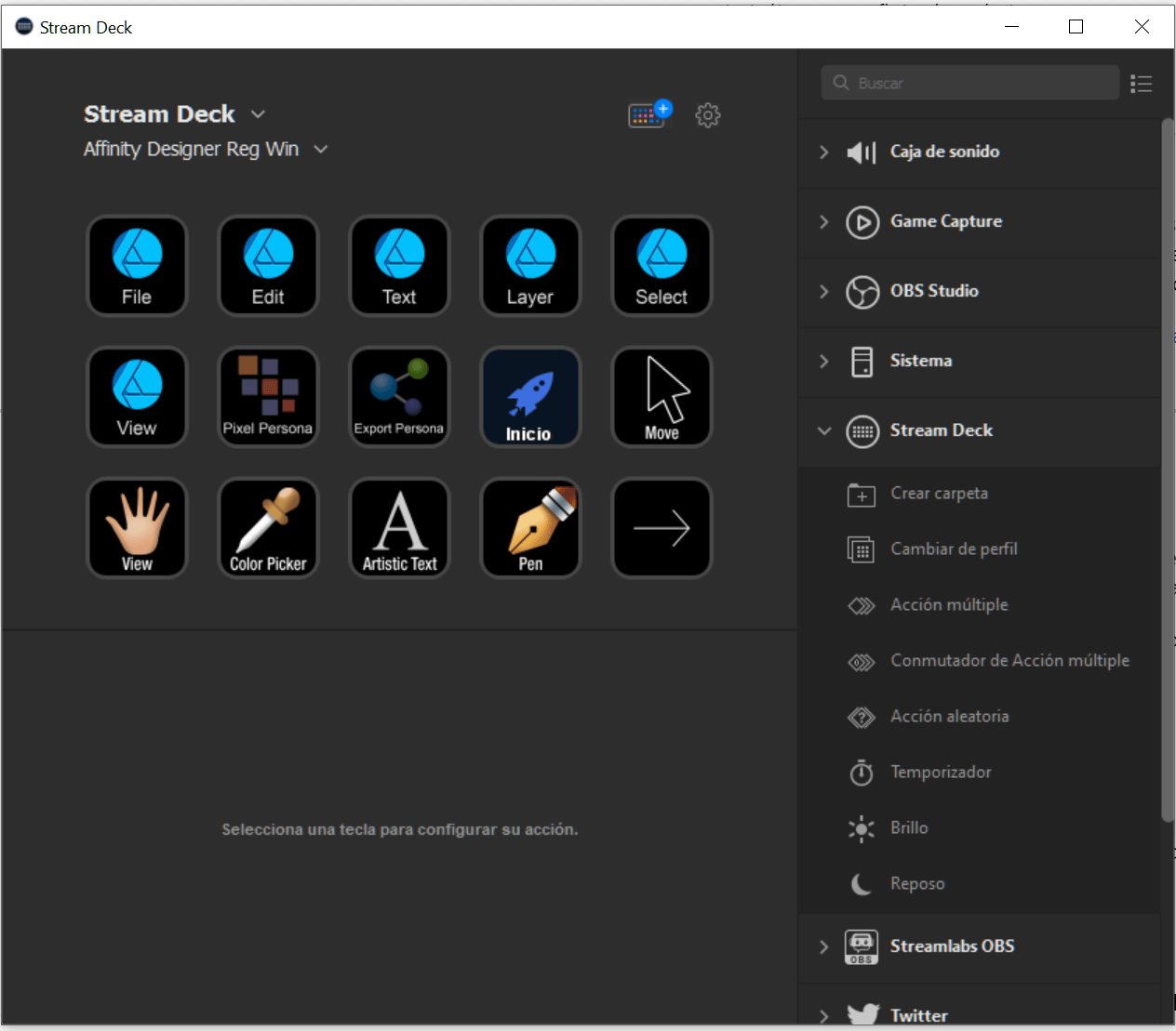 Stream DEck y Affinity Designer