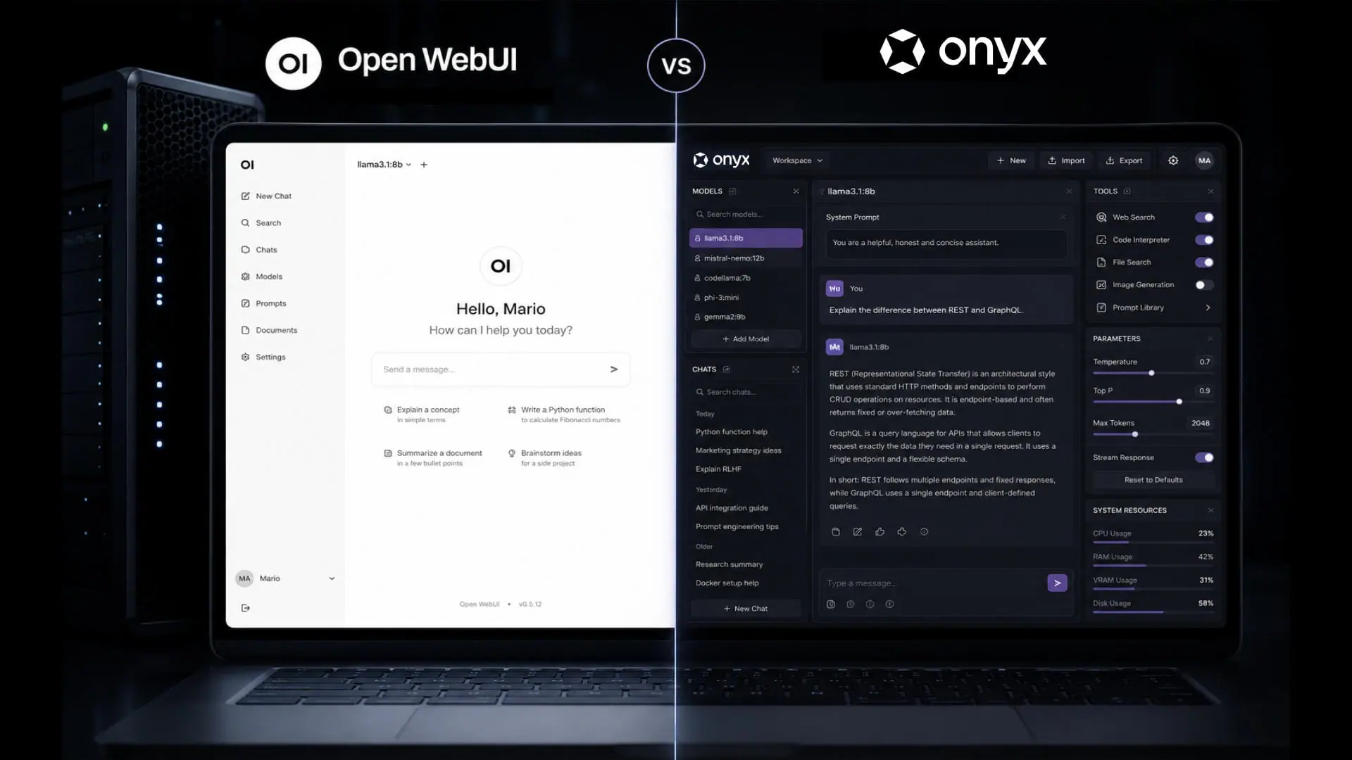 Onyx vs Open WebUI: comparison of local LLM interfaces