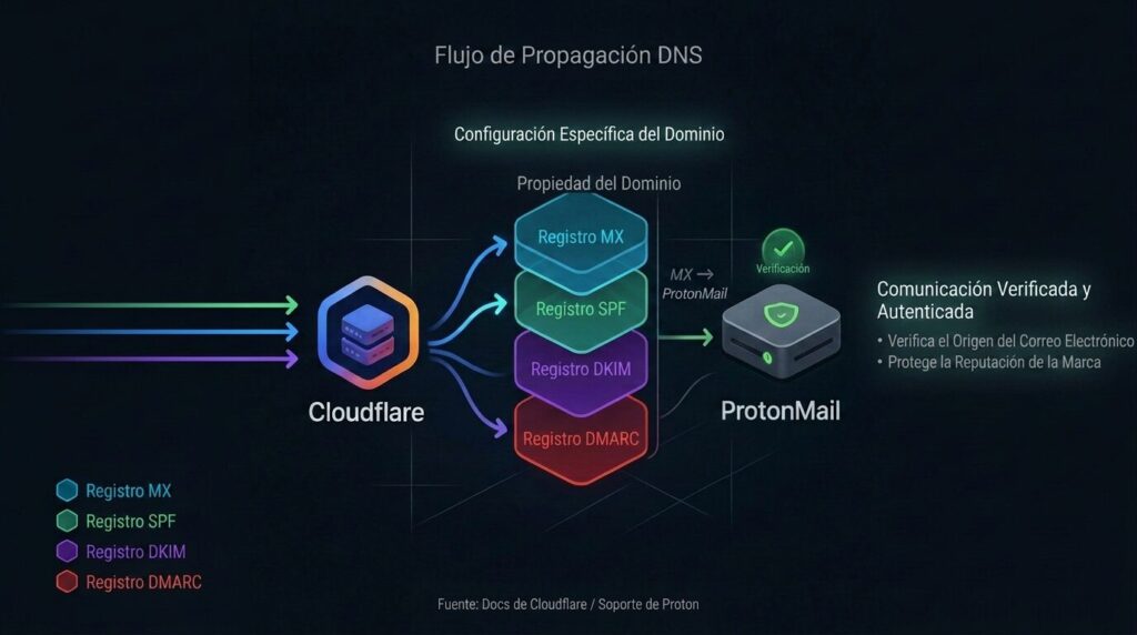 Registros DNS para configurar ProtonMail con dominio personalizado