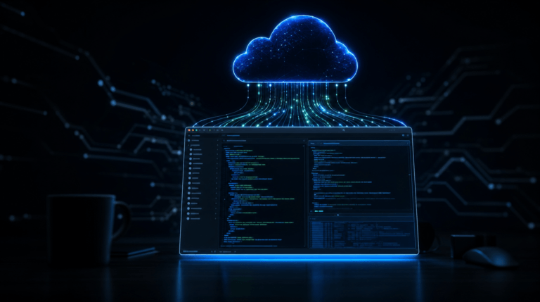 Terminal de Claude Code con Ollama conectado a una nube de modelos locales y cloud, sobre fondo oscuro con acentos neón